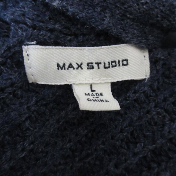 Max Studio Open Front Cardigan Duster Sweater Size Large Navy Blue Lace Up Back - Picture 4 of 6